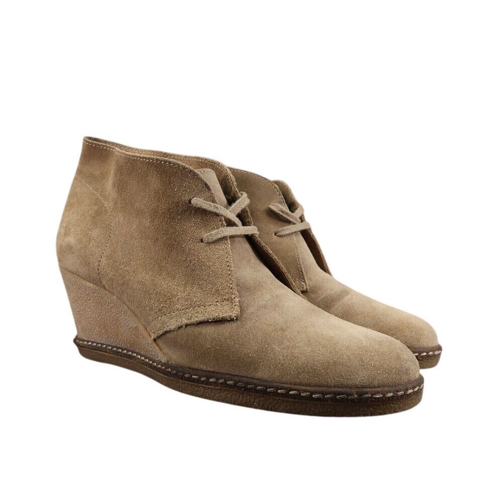 J Crew Shoes Womens 10 Bootie Wedge Chukka Leather Fashion Classic Lace Up Brown